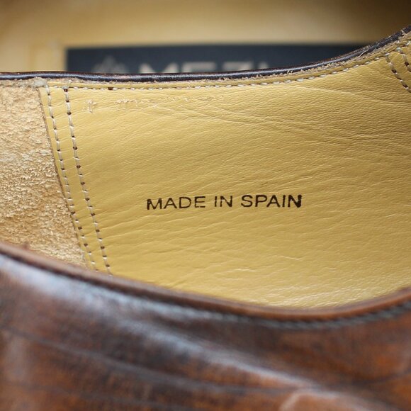 Mezlan Brown Leather Medallion Toe Derby, Men's 10 M, Made in Spain, EUC - Picture 11 of 15